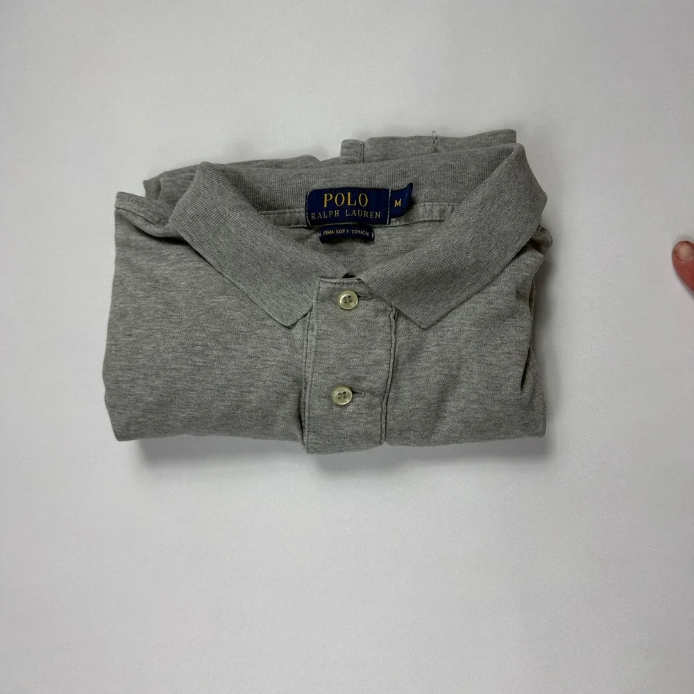Polo Ralph Lauren Mens Gray Pima Soft Touch Polo Shirt Short Sleeve Size M